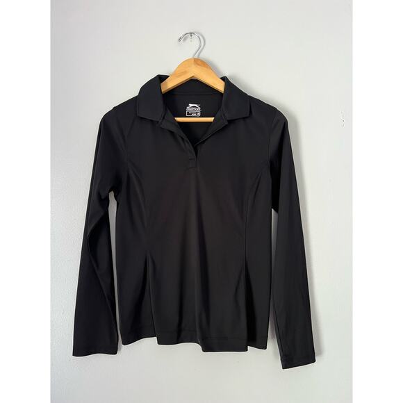 Slazenger Black Collared Long Sleeve Performance Top Womens Size M - Picture 1 of 5
